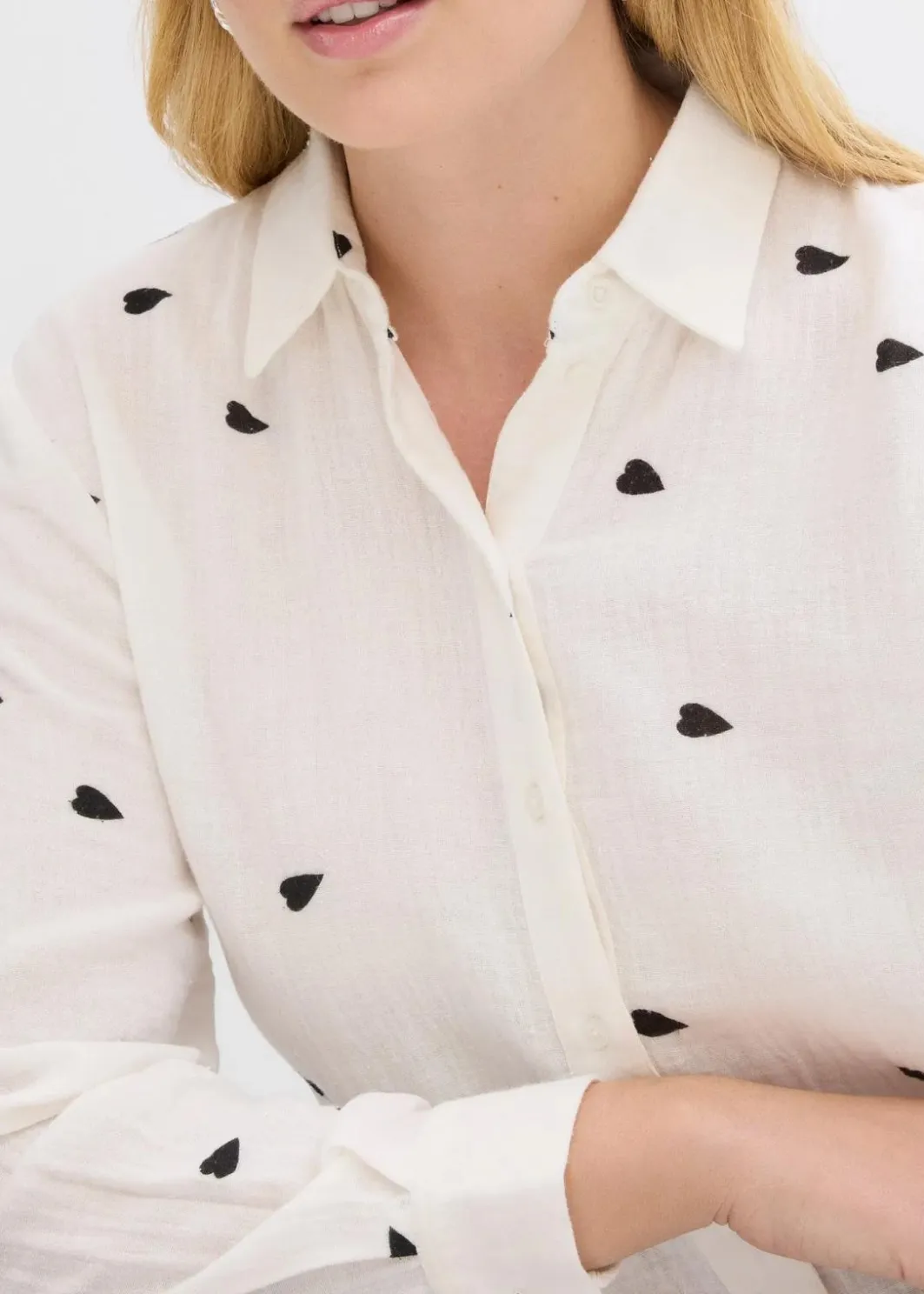 Clearance Musselin-Bluse mit Herzen Damen Blusen & Tuniken|Bekleidung·Jacken & Mäntel