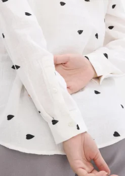 Clearance Musselin-Bluse mit Herzen Damen Blusen & Tuniken|Bekleidung·Jacken & Mäntel
