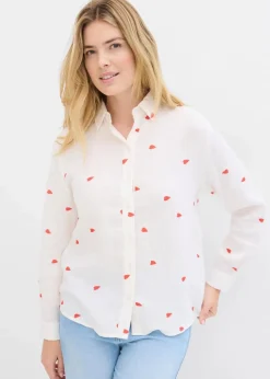 Sale Musselin-Bluse mit Herzen Damen Bekleidung·Jacken & Mäntel|Blusen & Tuniken