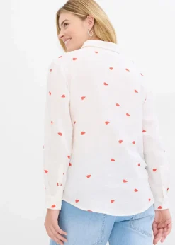 Sale Musselin-Bluse mit Herzen Damen Bekleidung·Jacken & Mäntel|Blusen & Tuniken