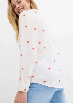 Sale Musselin-Bluse mit Herzen Damen Bekleidung·Jacken & Mäntel|Blusen & Tuniken