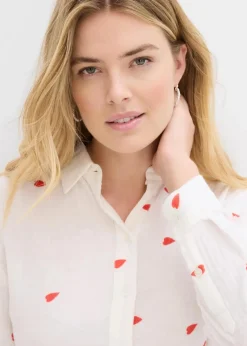 Sale Musselin-Bluse mit Herzen Damen Bekleidung·Jacken & Mäntel|Blusen & Tuniken