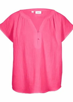 Damen bonprix Bekleidung·Jacken & Mäntel|Blusen & Tuniken|Musselin-Blusentop aus reiner Baumwolle