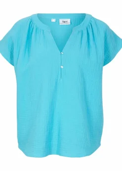 Damen bonprix Blusen & Tuniken|Bekleidung·Jacken & Mäntel|Musselin-Blusentop aus reiner Baumwolle