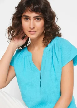 Damen bonprix Blusen & Tuniken|Bekleidung·Jacken & Mäntel|Musselin-Blusentop aus reiner Baumwolle