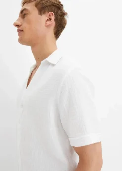 Herren bonprix Große Größen|Hemden|Musselin-Kurzarmhemd aus reiner Baumwolle