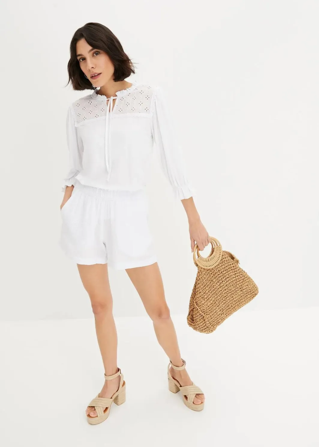 Damen bonprix Hosen|Shorts|Musselin-Shorts aus reiner Baumwolle