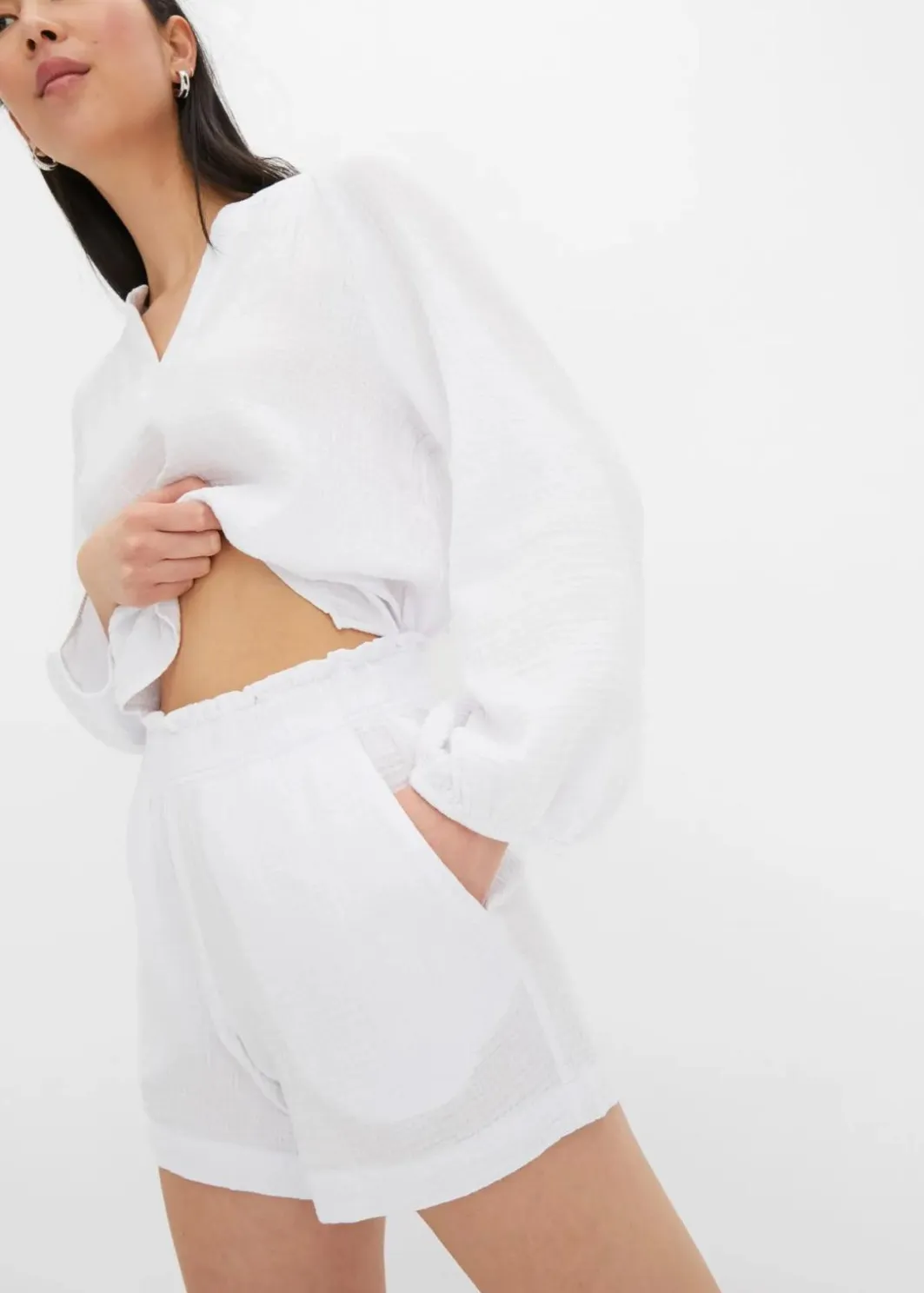 Damen bonprix Hosen|Shorts|Musselin-Shorts aus reiner Baumwolle