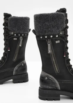 Damen Mustang High Heels|Gefütterte Winterschuhe|Schnürstiefel
