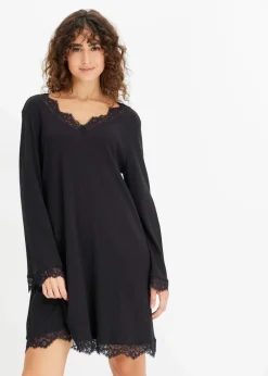 Damen bonprix Wäsche·Nachtwäsche|Nachtwäsche|Nachthemd aus Rippe mit Spitze