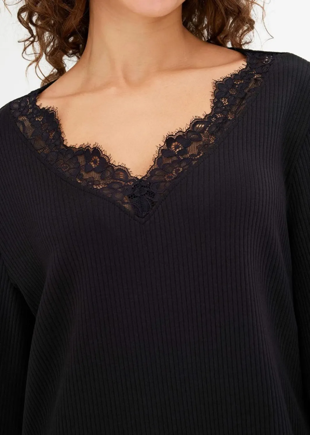 Damen bonprix Wäsche·Nachtwäsche|Nachtwäsche|Nachthemd aus Rippe mit Spitze