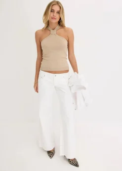 Online Neckholder Top mit softer Viskose Damen Strickmode|Shirts & Tops