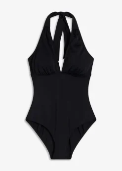 Neckholder-Badeanzug mit tiefem V-Ausschnitt Damen Nachhaltigere Materialien|Badeanzüge