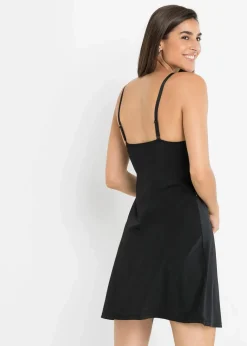 Damen bonprix Wäsche·Corsagen & Negligés|Wäsche·Dessous|Negligé aus glänzendem Satin mit Spitzenbesatz