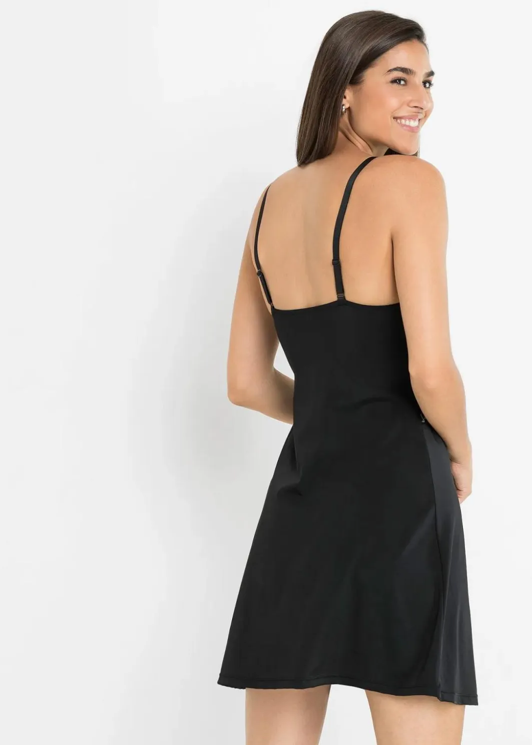 Damen bonprix Wäsche·Corsagen & Negligés|Wäsche·Dessous|Negligé aus glänzendem Satin mit Spitzenbesatz