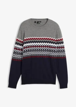 Herren bonprix Große Größen|Pullover & Strickjacken|Norweger Pullover mit reiner Baumwolle