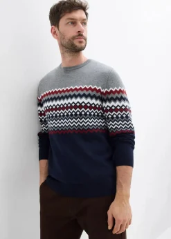 Herren bonprix Große Größen|Pullover & Strickjacken|Norweger Pullover mit reiner Baumwolle