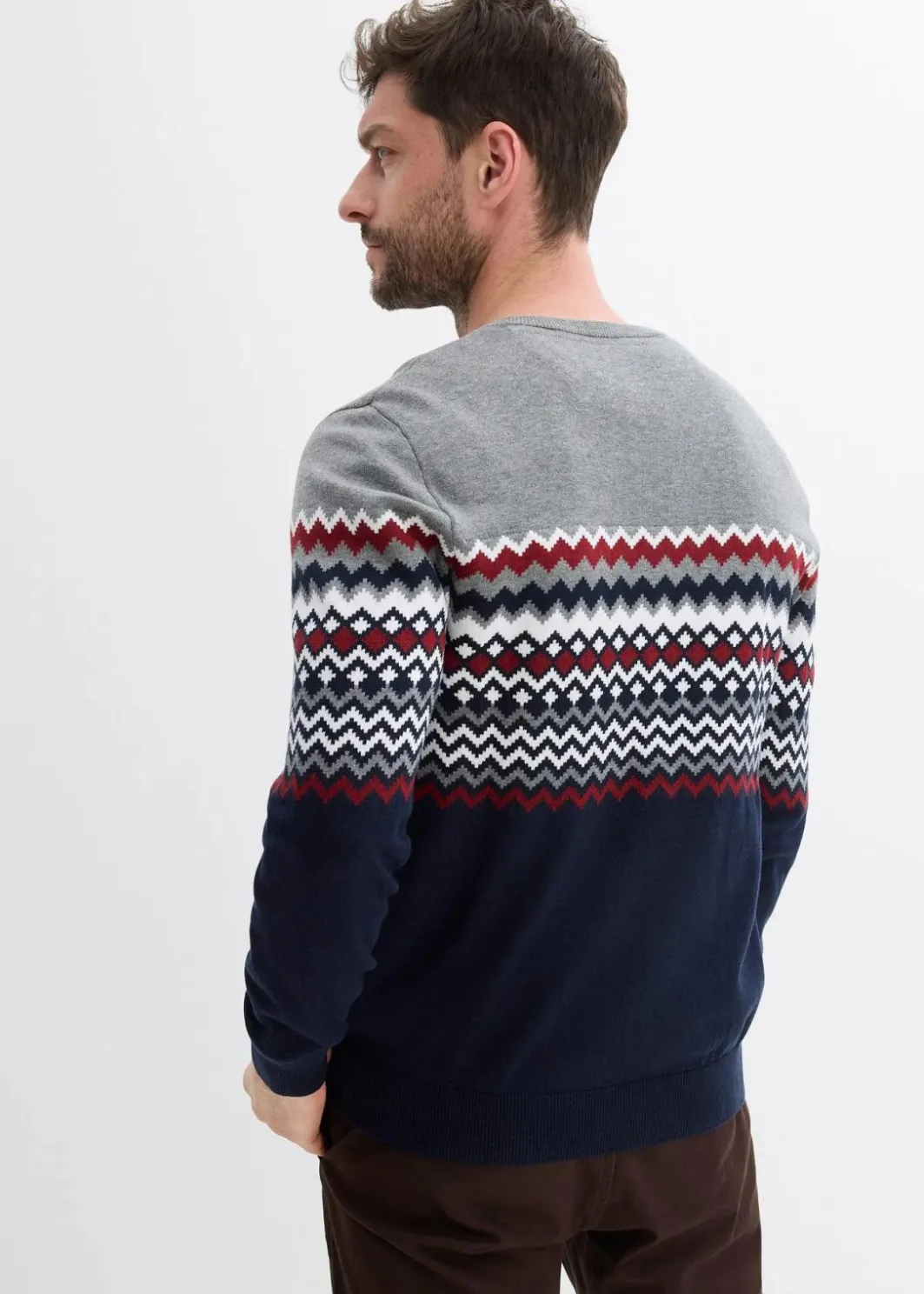 Herren bonprix Große Größen|Pullover & Strickjacken|Norweger Pullover mit reiner Baumwolle