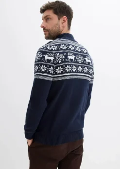 Herren bonprix Große Größen|Pullover & Strickjacken|Norweger Strickjacke aus reiner Baumwolle