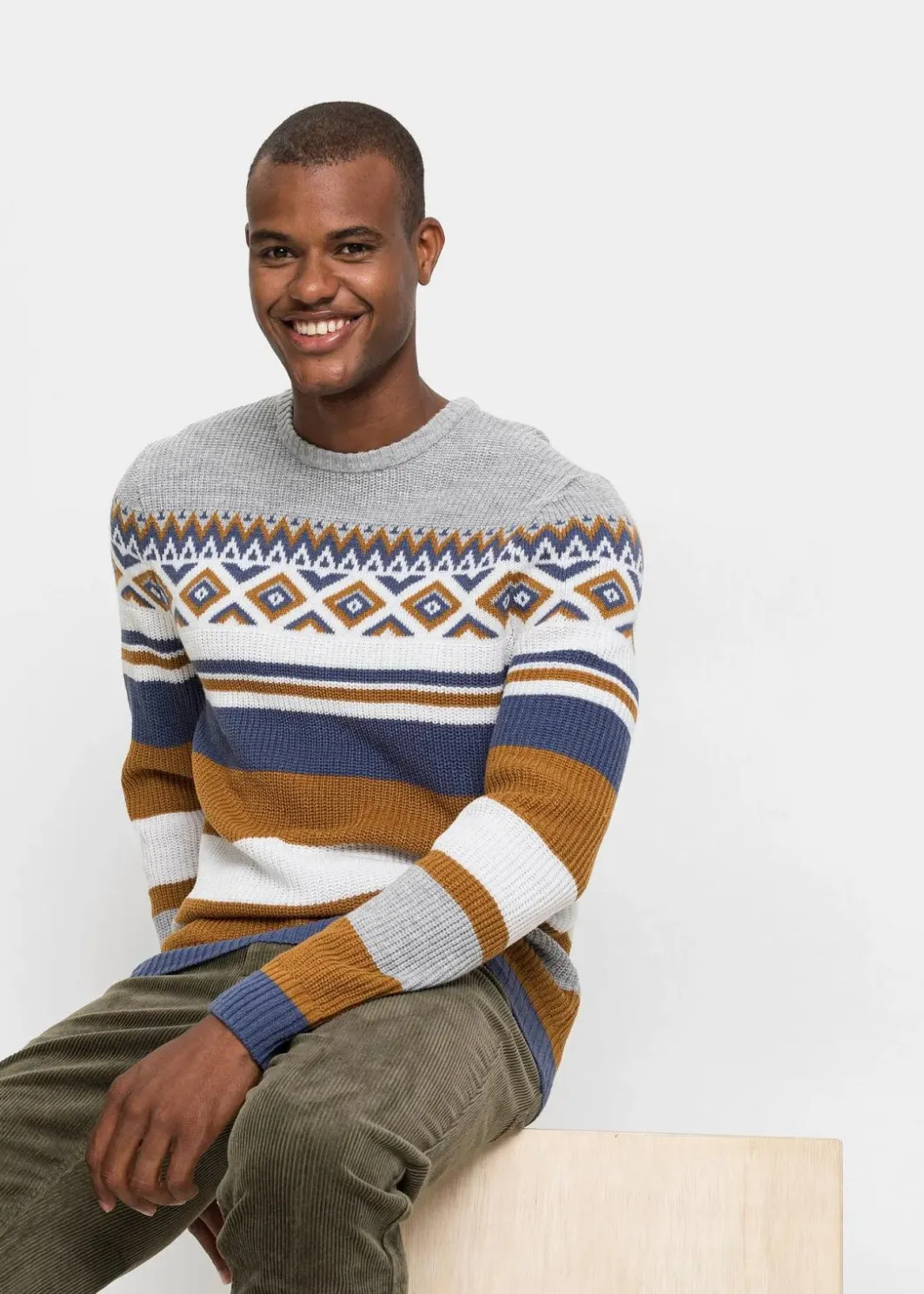 Herren bonprix Pullover & Strickjacken|Große Größen|Norweger-Pullover