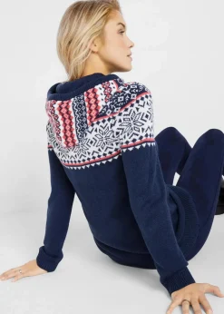 Damen bonprix Bekleidung·Umstandsmode|Bekleidung·Jeans|Norweger-Pullover mit Kapuze