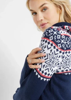 Damen bonprix Bekleidung·Umstandsmode|Bekleidung·Jeans|Norweger-Pullover mit Kapuze