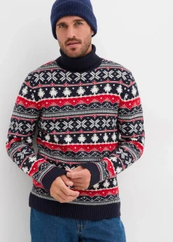 Herren bonprix Große Größen|Pullover & Strickjacken|Norweger-Pullover mit Rollkragen