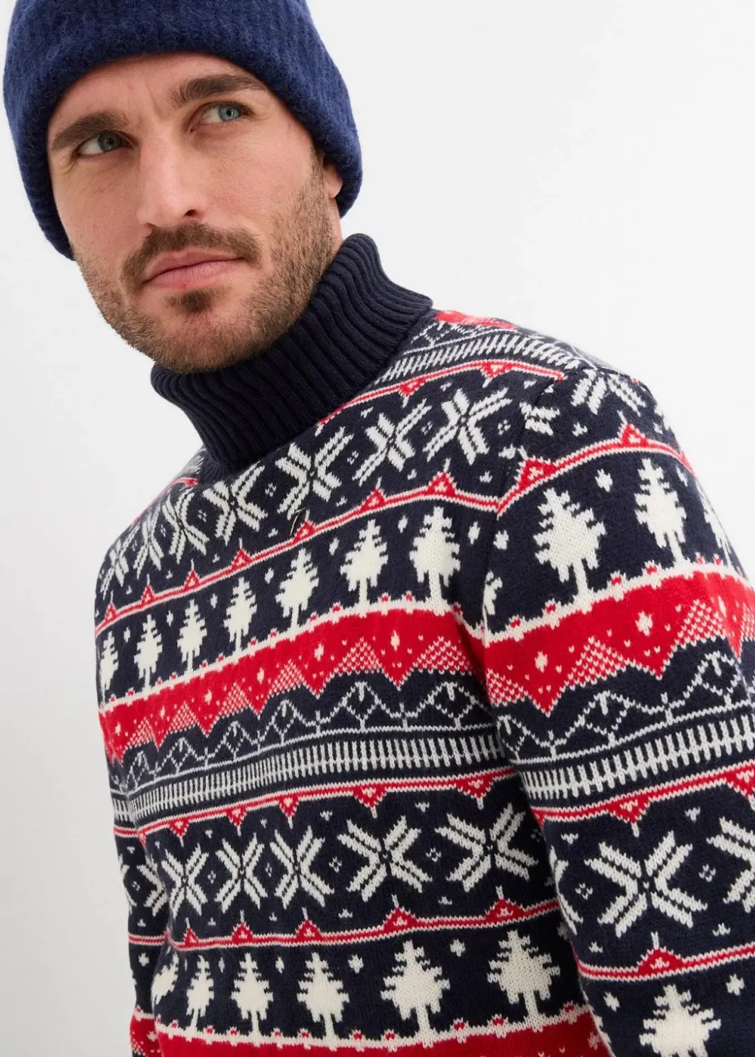 Herren bonprix Große Größen|Pullover & Strickjacken|Norweger-Pullover mit Rollkragen