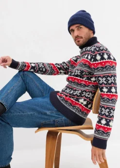 Herren bonprix Große Größen|Pullover & Strickjacken|Norweger-Pullover mit Rollkragen