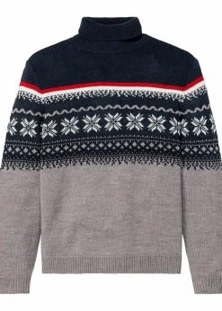 Herren bonprix Große Größen|Pullover & Strickjacken|Norweger-Pullover mit Rollkragen