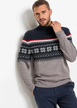 Herren bonprix Große Größen|Pullover & Strickjacken|Norweger-Pullover mit Rollkragen
