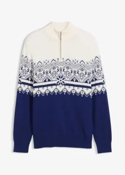 Clearance Norweger-Pullover mit Troyerkragen aus reiner Baumwolle Herren Große Größen|Pullover & Strickjacken