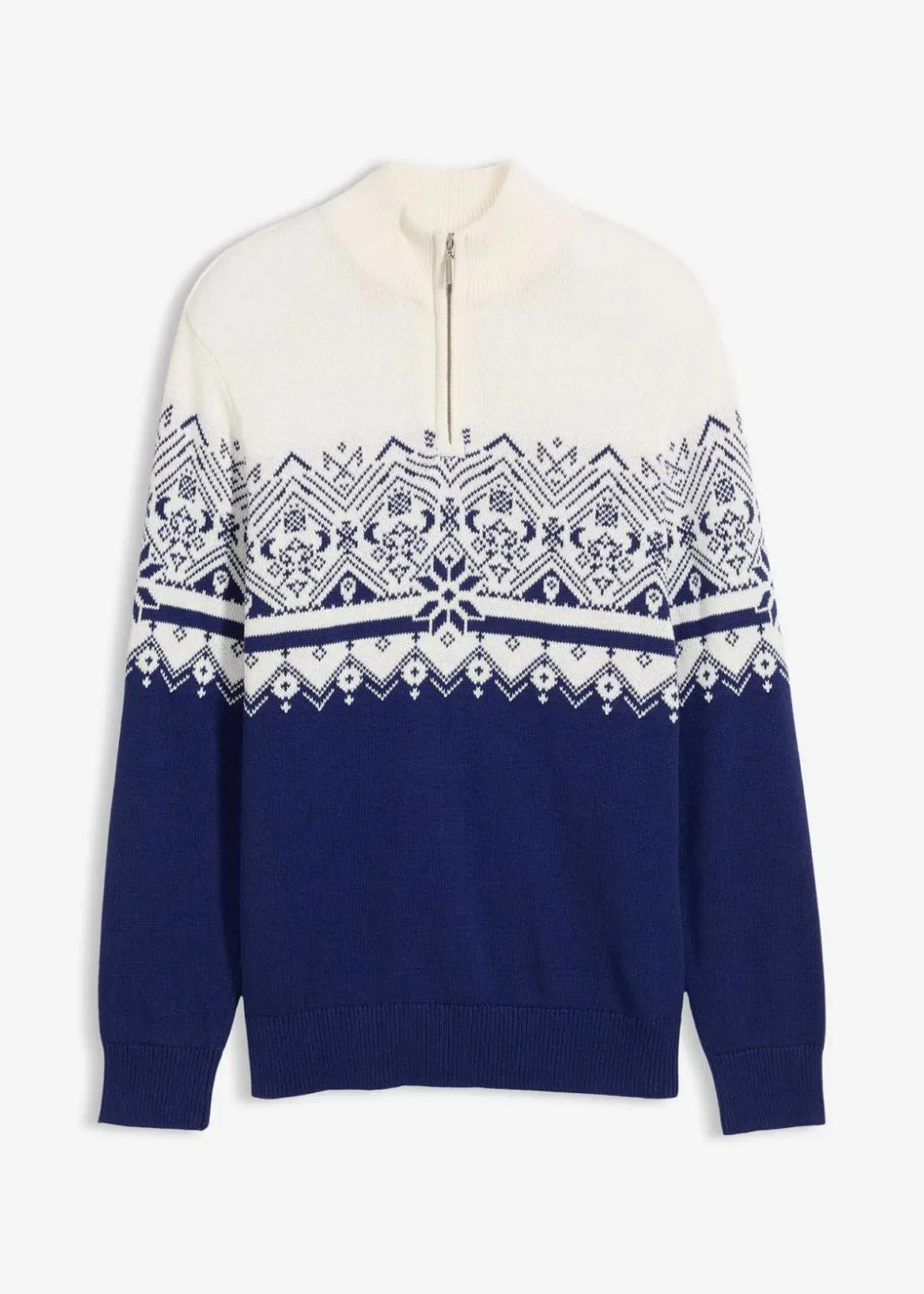 Clearance Norweger-Pullover mit Troyerkragen aus reiner Baumwolle Herren Große Größen|Pullover & Strickjacken