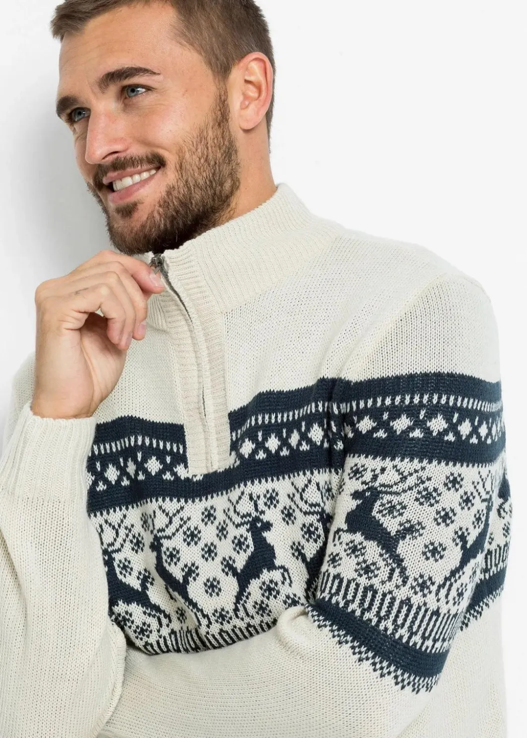 Clearance Norweger-Pullover mit Troyerkragen Herren Große Größen|Pullover & Strickjacken