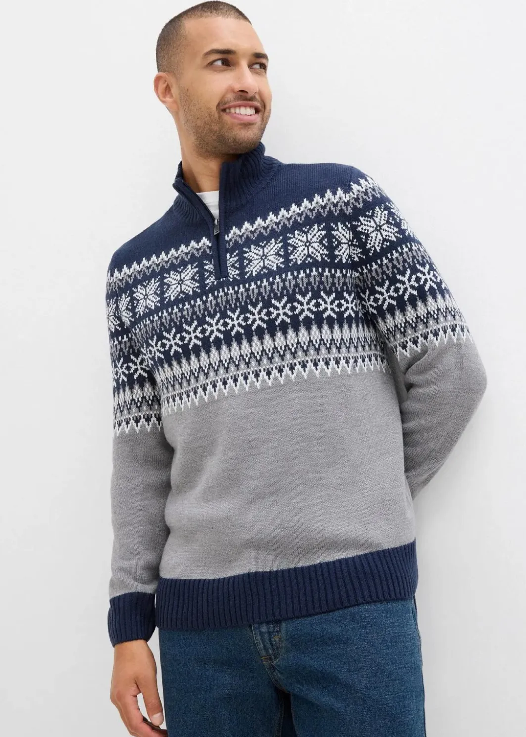 Online Norweger-Pullover mit Troyerkragen Herren Große Größen|Pullover & Strickjacken