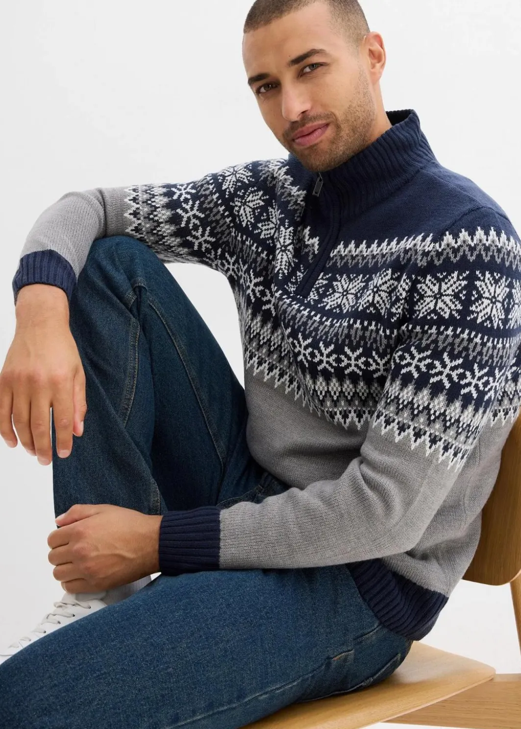 Online Norweger-Pullover mit Troyerkragen Herren Große Größen|Pullover & Strickjacken
