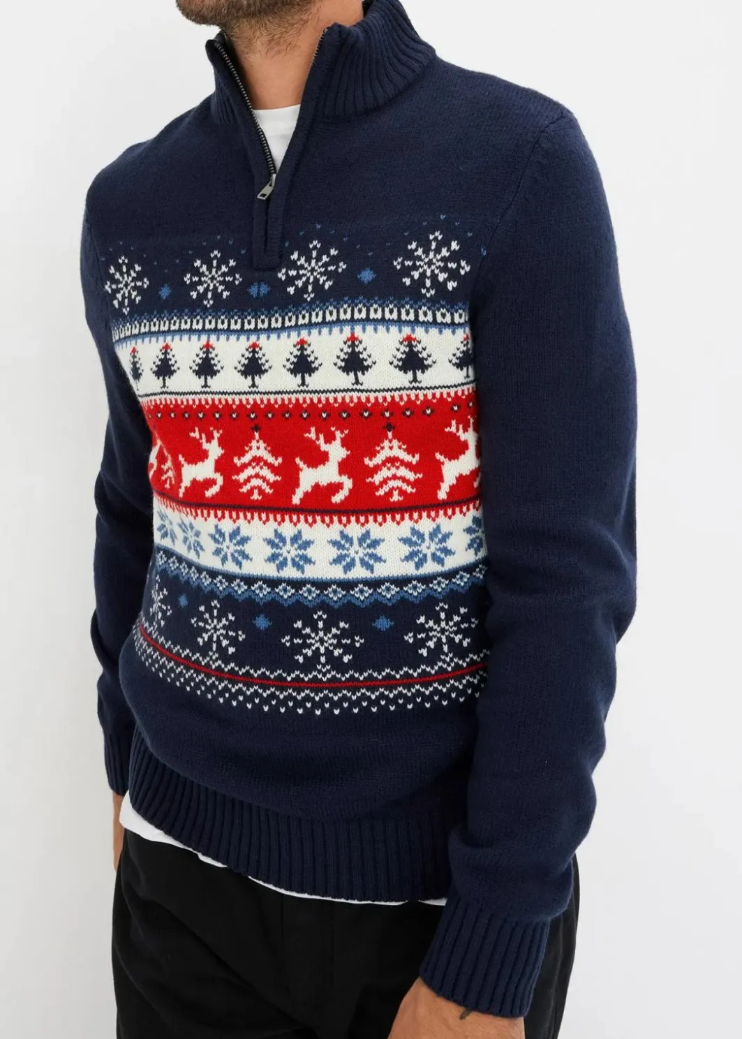 Hot Norweger-Pullover mit Troyerkragen Herren Große Größen|Pullover & Strickjacken