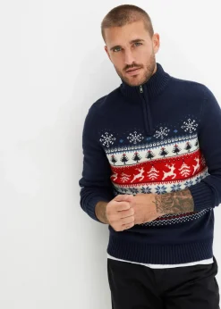 Hot Norweger-Pullover mit Troyerkragen Herren Große Größen|Pullover & Strickjacken