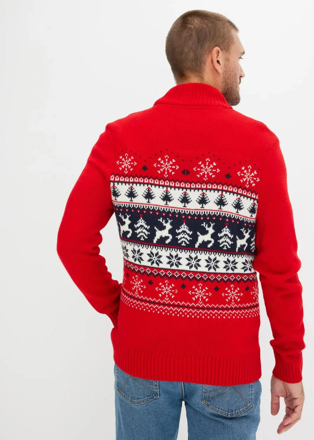 Herren bonprix Pullover & Strickjacken|Große Größen|Norweger-Pullover mit Troyerkragen