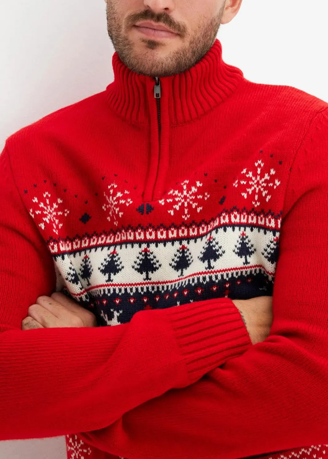 Herren bonprix Pullover & Strickjacken|Große Größen|Norweger-Pullover mit Troyerkragen