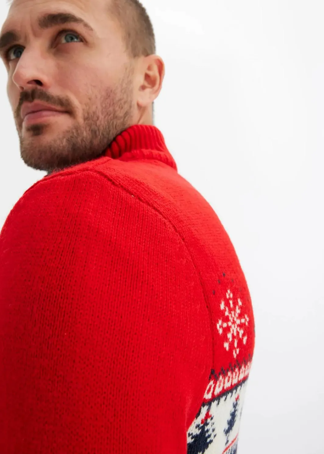 Herren bonprix Pullover & Strickjacken|Große Größen|Norweger-Pullover mit Troyerkragen
