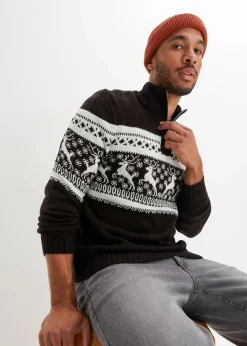 New Norweger-Pullover mit Troyerkragen Herren Große Größen|Pullover & Strickjacken