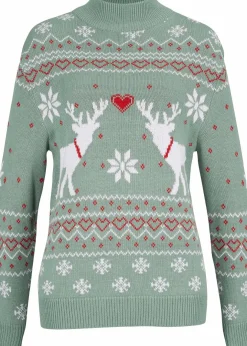 Damen bonprix Bekleidung·Umstandsmode|Bekleidung·Jeans|Norweger-Pullover mit Turtleneck