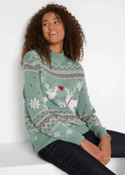 Damen bonprix Bekleidung·Umstandsmode|Bekleidung·Jeans|Norweger-Pullover mit Turtleneck