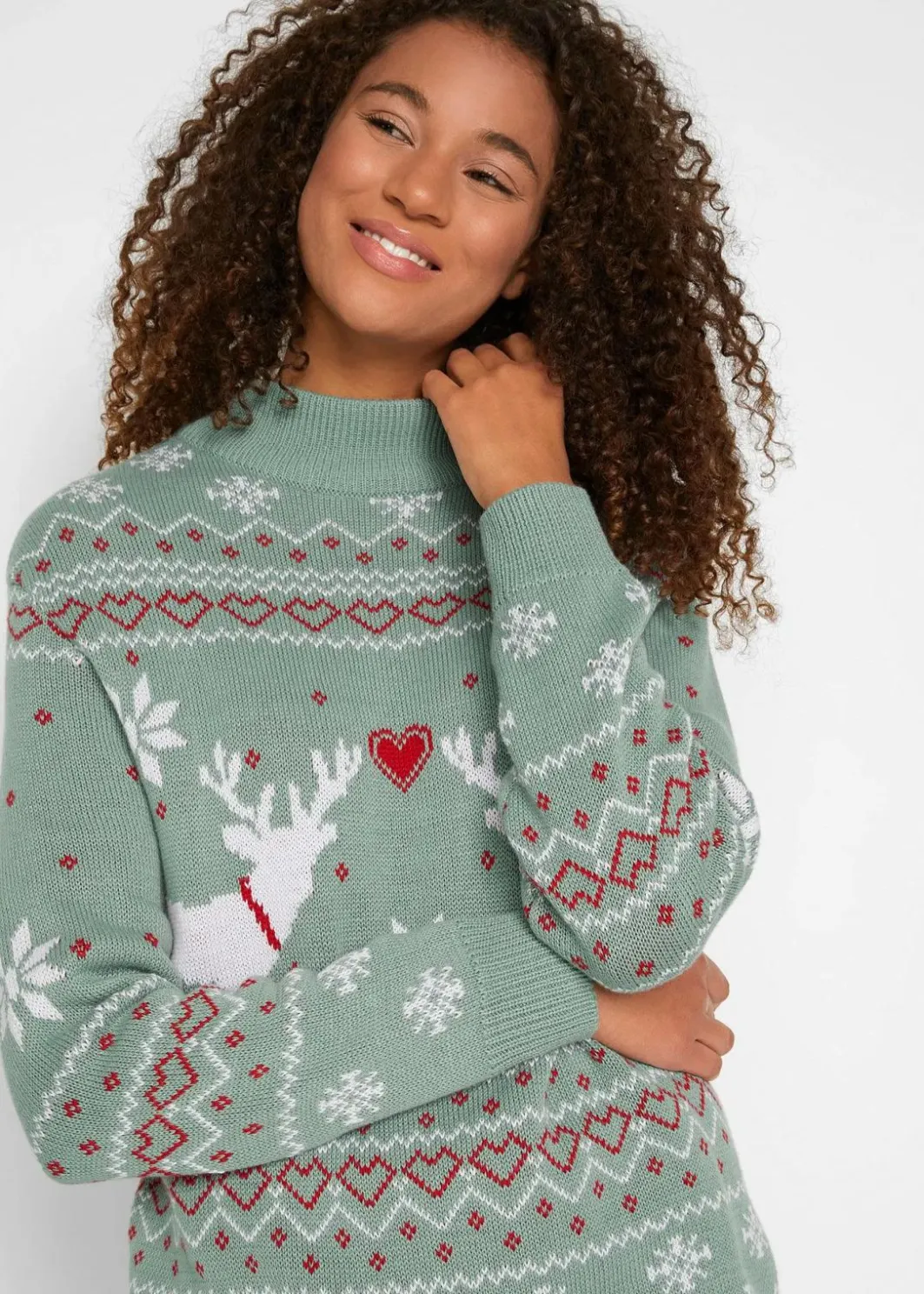 Damen bonprix Bekleidung·Umstandsmode|Bekleidung·Jeans|Norweger-Pullover mit Turtleneck
