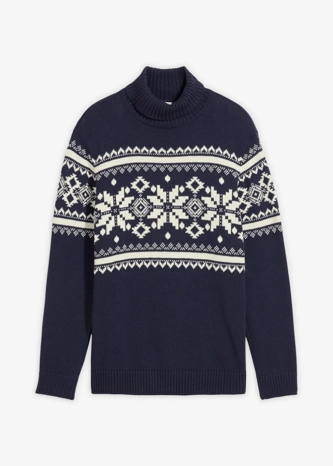 Norweger-Rollkragenpullover aus reiner Baumwolle Herren Große Größen|Pullover & Strickjacken
