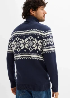 Norweger-Rollkragenpullover aus reiner Baumwolle Herren Große Größen|Pullover & Strickjacken