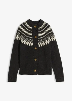 Damen bonprix Pullover & Strickjacken|Nachhaltigere Materialien|Norweger-Strickjacke