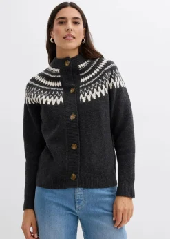 Damen bonprix Pullover & Strickjacken|Nachhaltigere Materialien|Norweger-Strickjacke