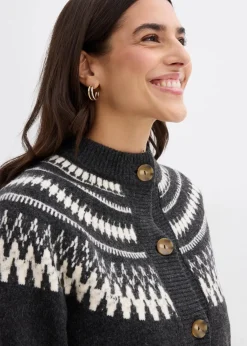 Damen bonprix Pullover & Strickjacken|Nachhaltigere Materialien|Norweger-Strickjacke
